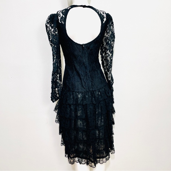 Wednesday Dresses Collections / Beene Black Lace Dress with ruffles - Picture 3 of 16